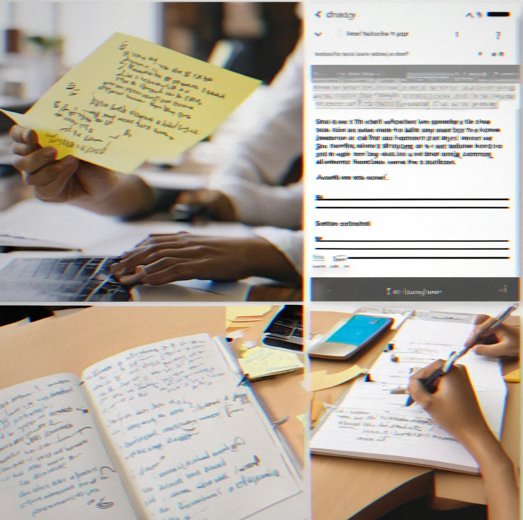 Collaborative note with multiple team members adding threaded comments and context beside main content