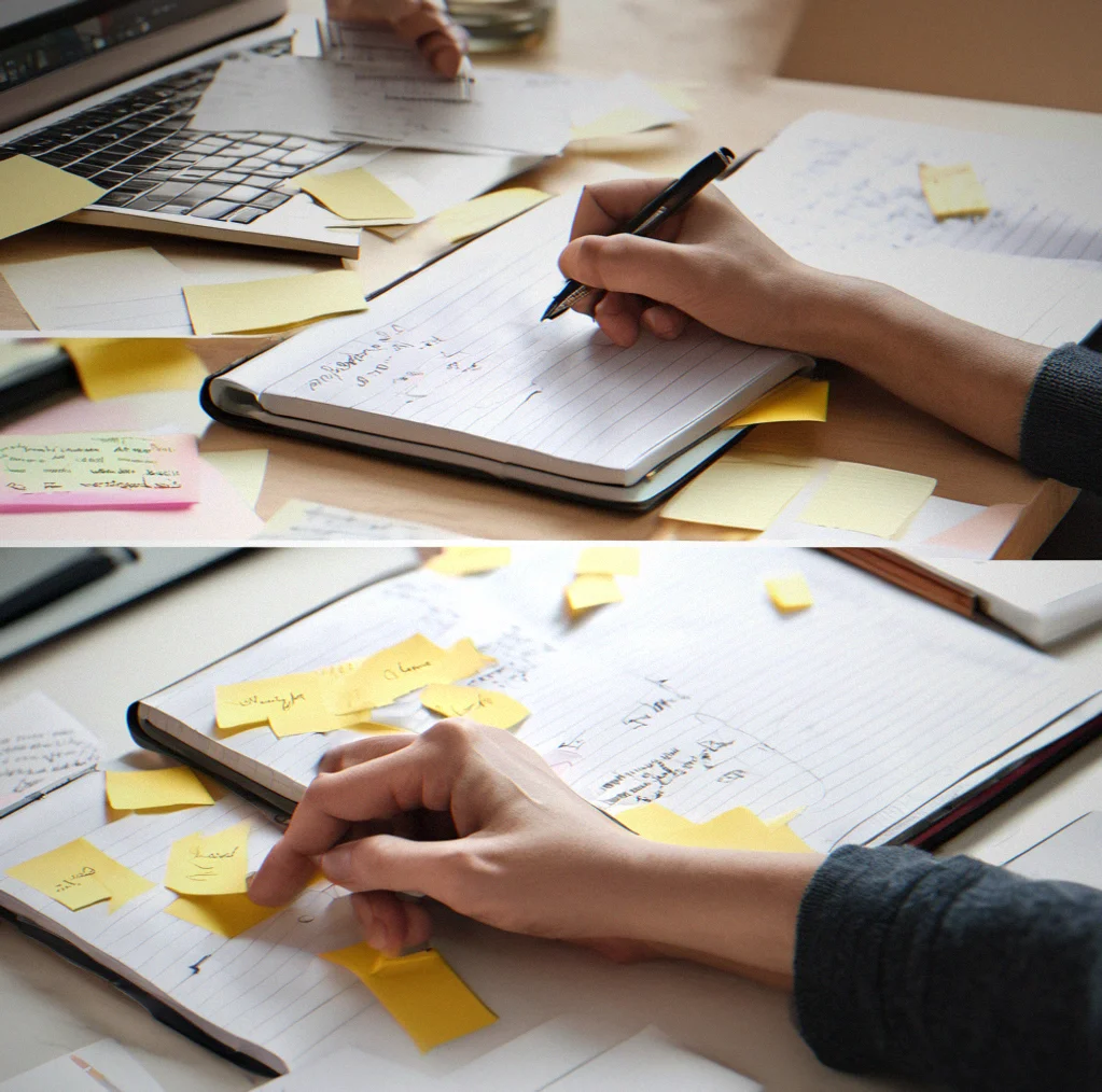 Project and tag interface showing flexible organization with notes assigned to multiple projects and filtered views
