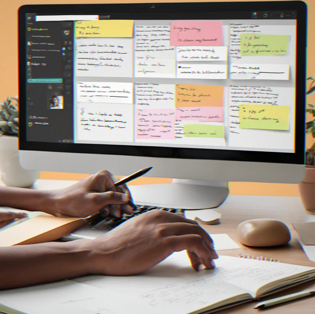 Collaboration view showing timestamped contributions from multiple team members across different time zones