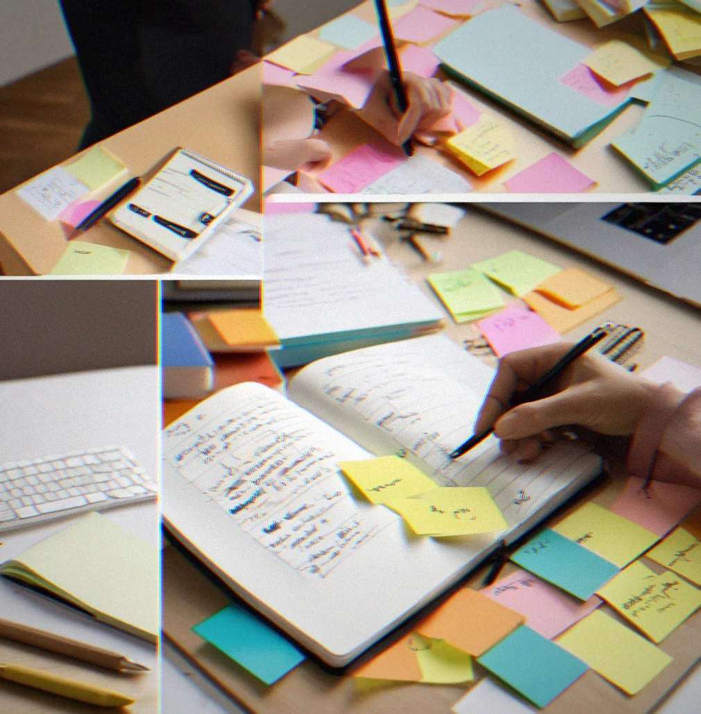 Project and tag interface with notes filtered by multiple overlapping categories and color-coded labels